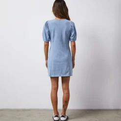 MONROW Indigo French Terry Seamed Dress LIGHTWASH Fashion